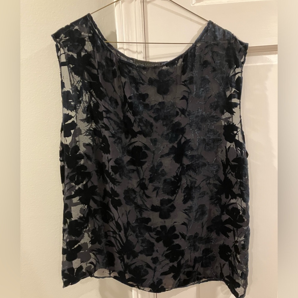 Nili Lotan velvet sheer shell tank (navy)